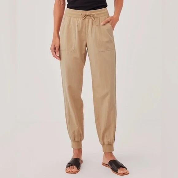 Pact Pants - Pact Organic Cotton/Linen Canopy Joggers Pants Lightweight Women's Large Tan